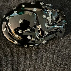 & Other Stories Black Clutch with Silver Floral Accents